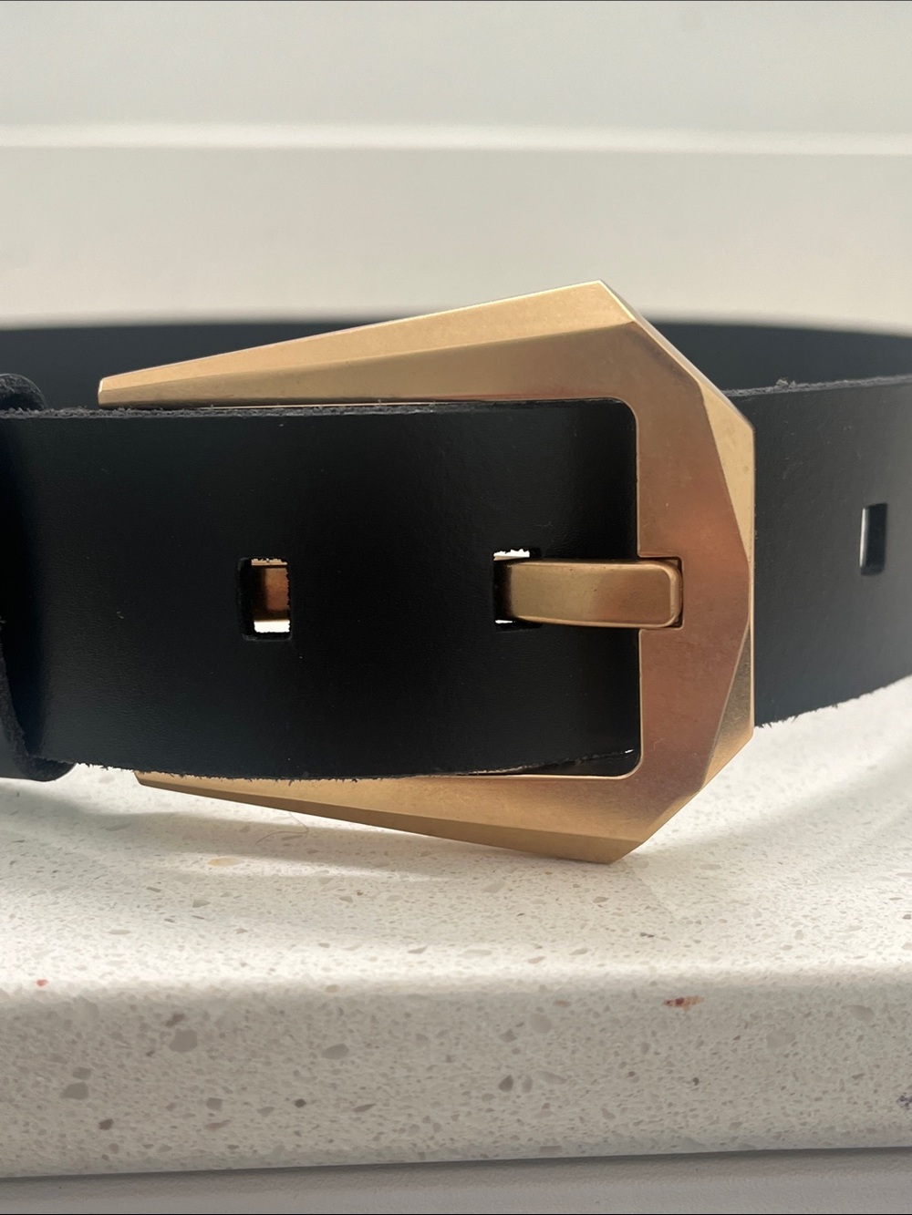 All Saints Western Hexagon Buckle Leather Belt - Picture 3 of 11